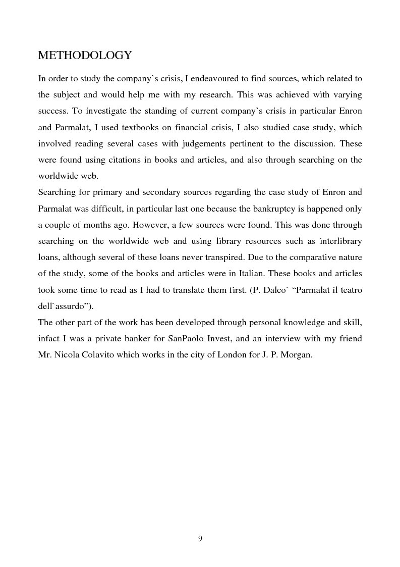 Anteprima della tesi: Enron and Parmalat two twins parables, Pagina 6
