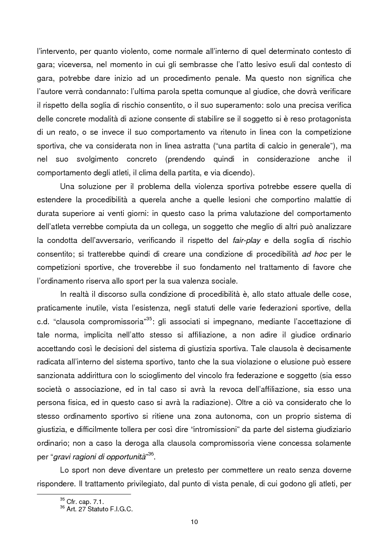 Anteprima della tesi: Violenza sportiva e diritto penale, Pagina 10