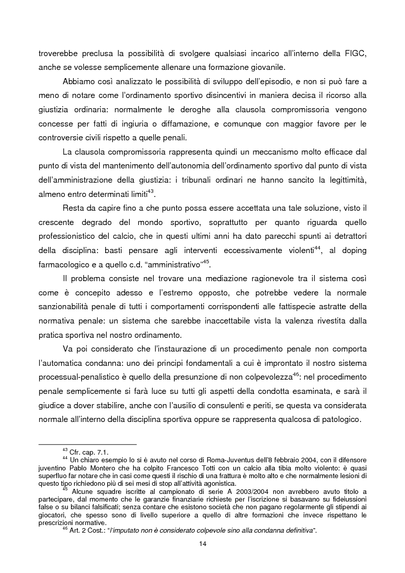 Anteprima della tesi: Violenza sportiva e diritto penale, Pagina 14
