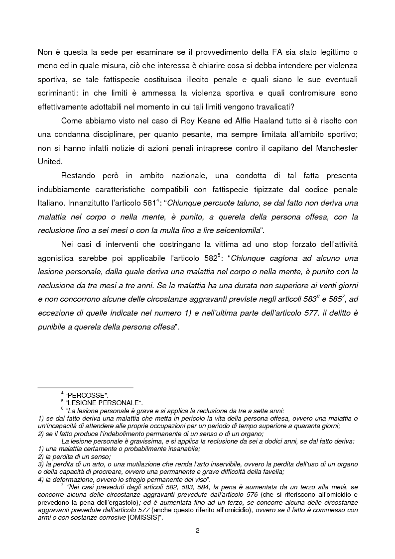 Anteprima della tesi: Violenza sportiva e diritto penale, Pagina 2