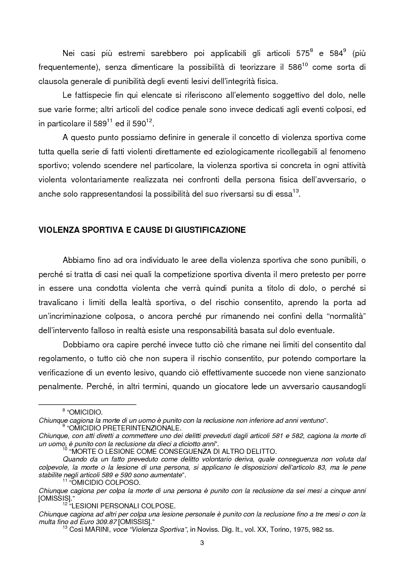 Anteprima della tesi: Violenza sportiva e diritto penale, Pagina 3