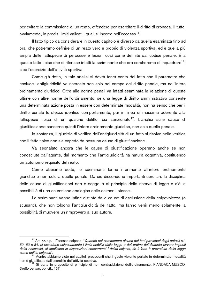 Anteprima della tesi: Violenza sportiva e diritto penale, Pagina 5
