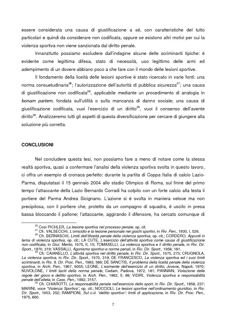 Anteprima della tesi: Violenza sportiva e diritto penale, Pagina 7