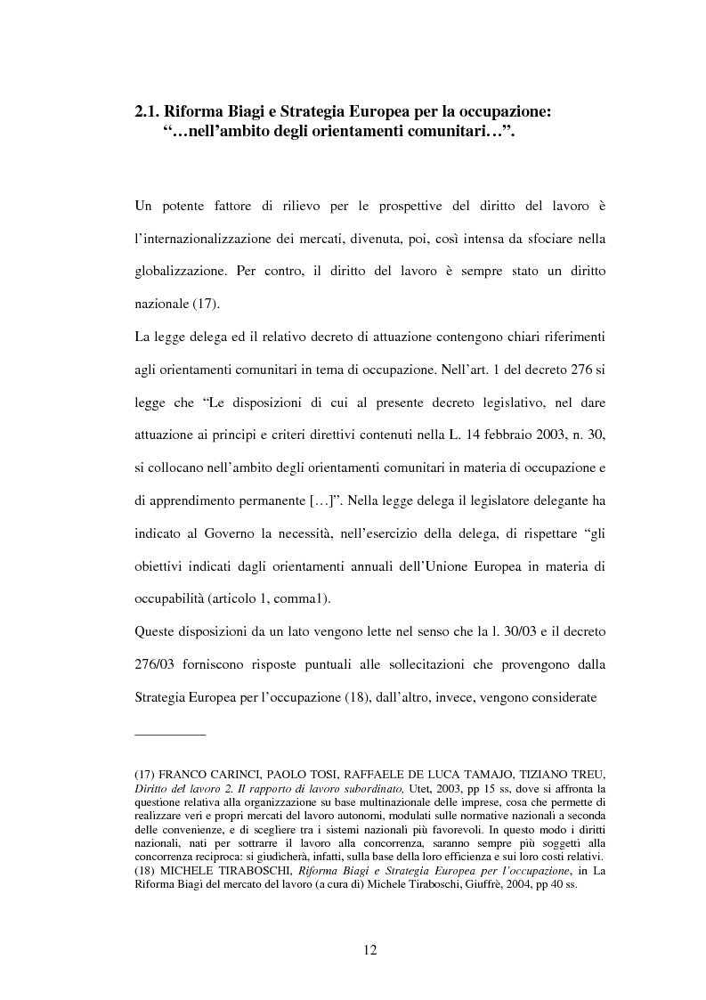 Anteprima della tesi: Mercato del lavoro e tutela del prestatore, Pagina 14