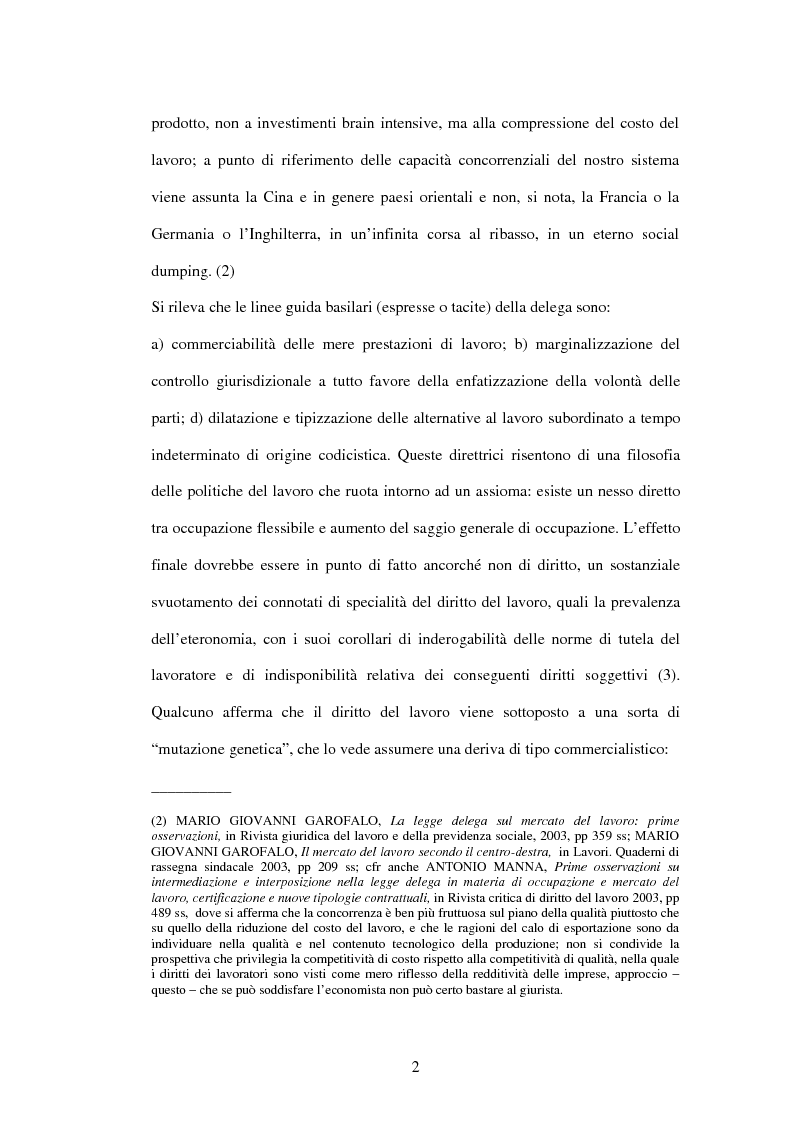 Anteprima della tesi: Mercato del lavoro e tutela del prestatore, Pagina 4