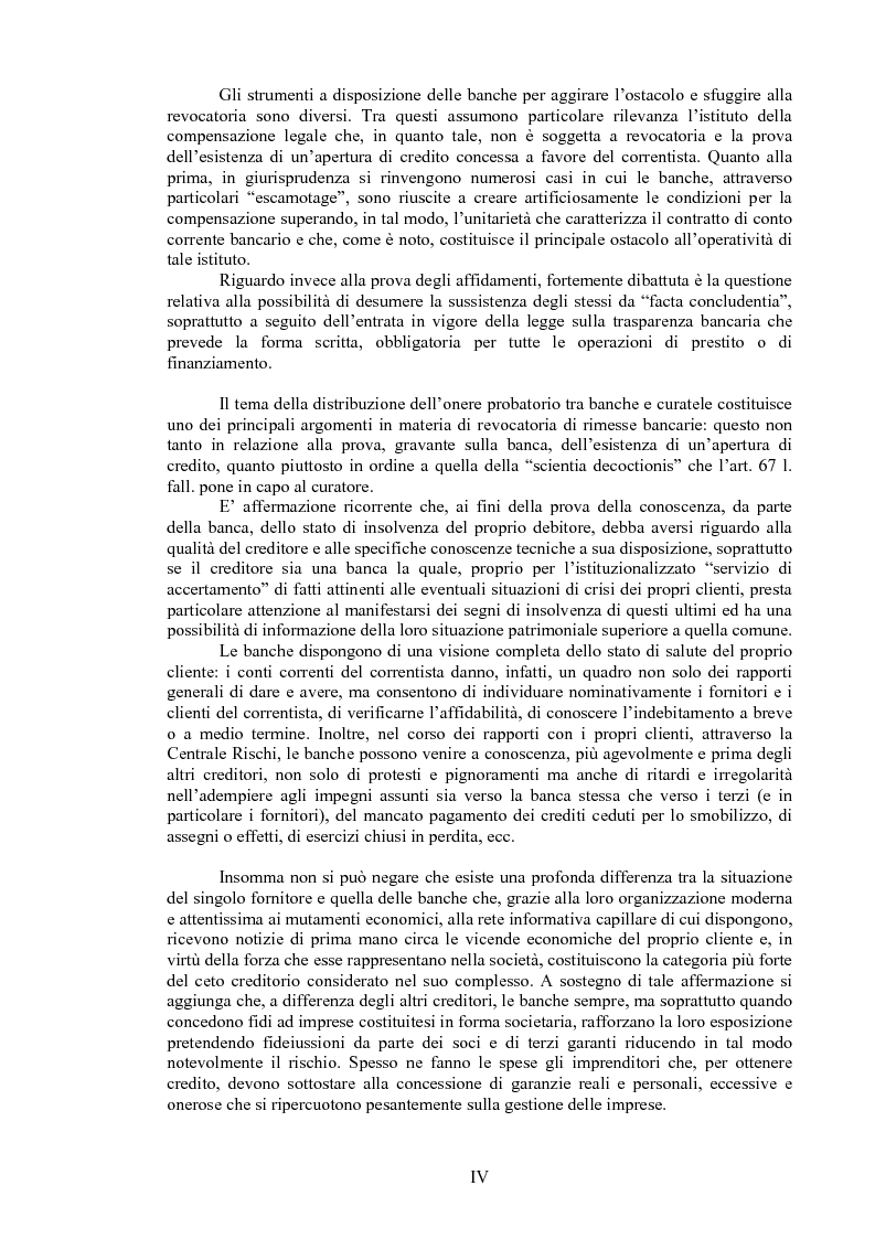 Anteprima della tesi: Il curatore fallimentare e la revocatoria delle rimesse in conto corrente, Pagina 4