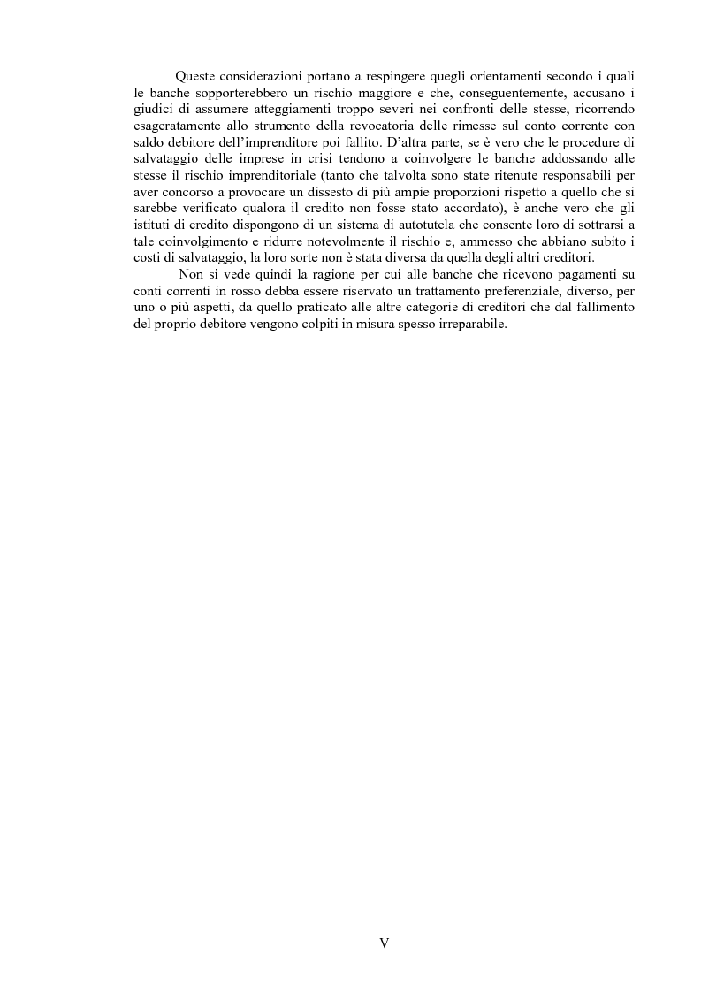 Anteprima della tesi: Il curatore fallimentare e la revocatoria delle rimesse in conto corrente, Pagina 5