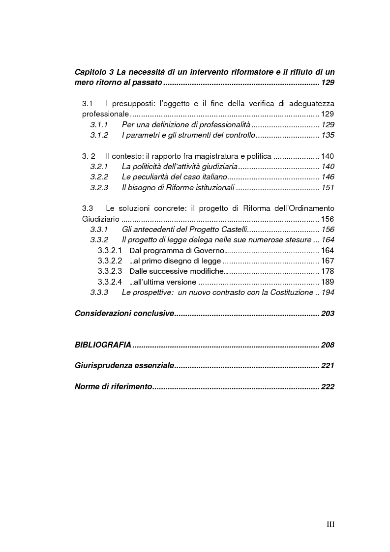 Indice della tesi: La valutazione della professionalità del magistrato, Pagina 3