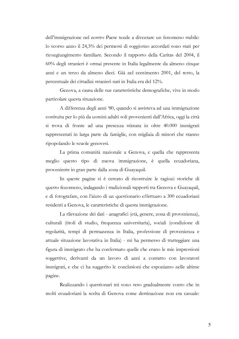 Anteprima della tesi: Caratteristiche dell’immigrazione ecuadoriana a Genova all’inizio del Terzo Millennio, Pagina 2