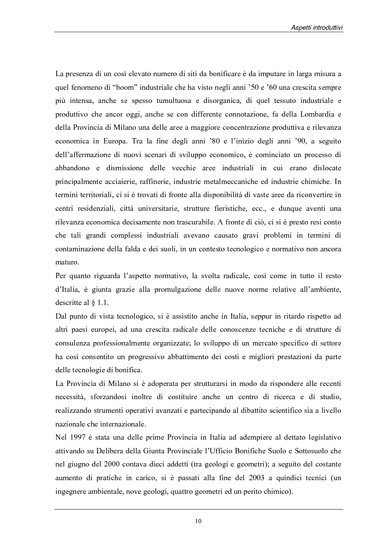 Anteprima della tesi: Analisi dei costi di bonifica dei suoli. Studio sui casi della Provincia di Milano, Pagina 10