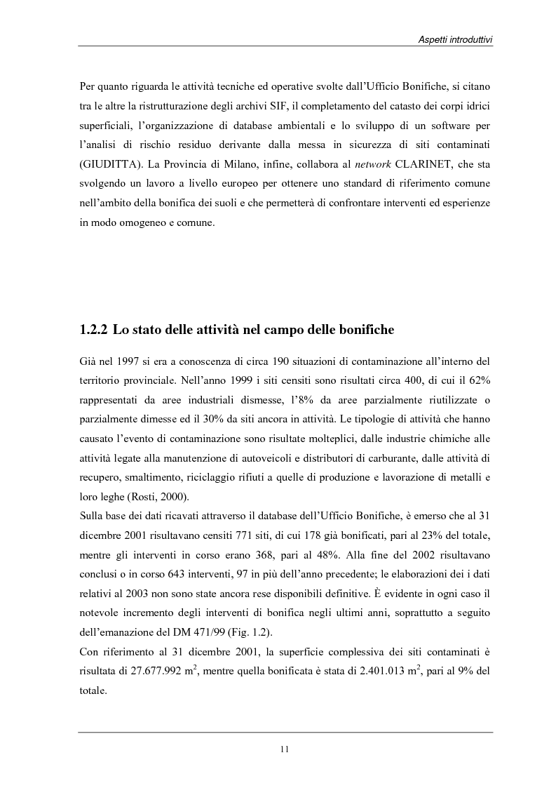 Anteprima della tesi: Analisi dei costi di bonifica dei suoli. Studio sui casi della Provincia di Milano, Pagina 11