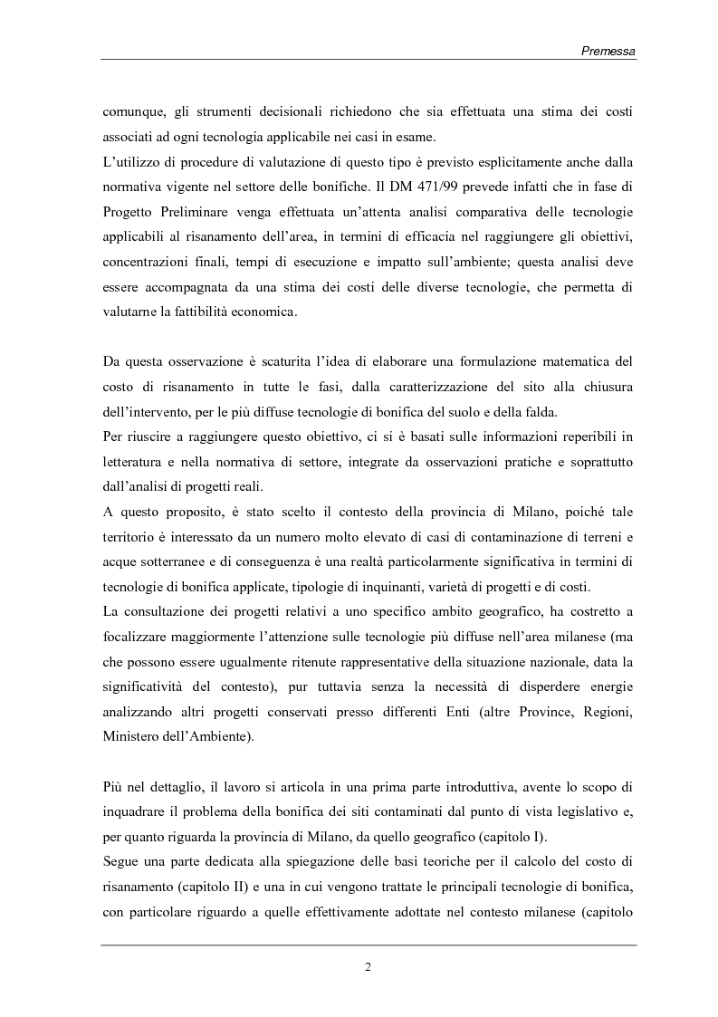 Anteprima della tesi: Analisi dei costi di bonifica dei suoli. Studio sui casi della Provincia di Milano, Pagina 2
