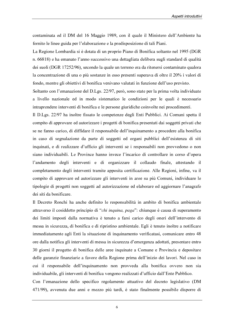 Anteprima della tesi: Analisi dei costi di bonifica dei suoli. Studio sui casi della Provincia di Milano, Pagina 6