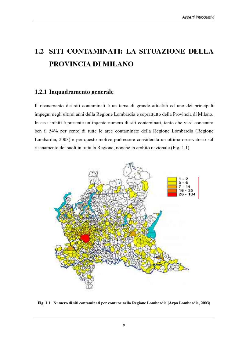 Anteprima della tesi: Analisi dei costi di bonifica dei suoli. Studio sui casi della Provincia di Milano, Pagina 9