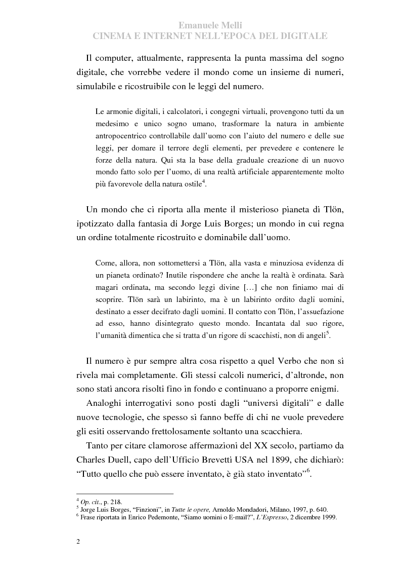 Anteprima della tesi: Cinema e Internet nell'epoca del digitale, Pagina 2