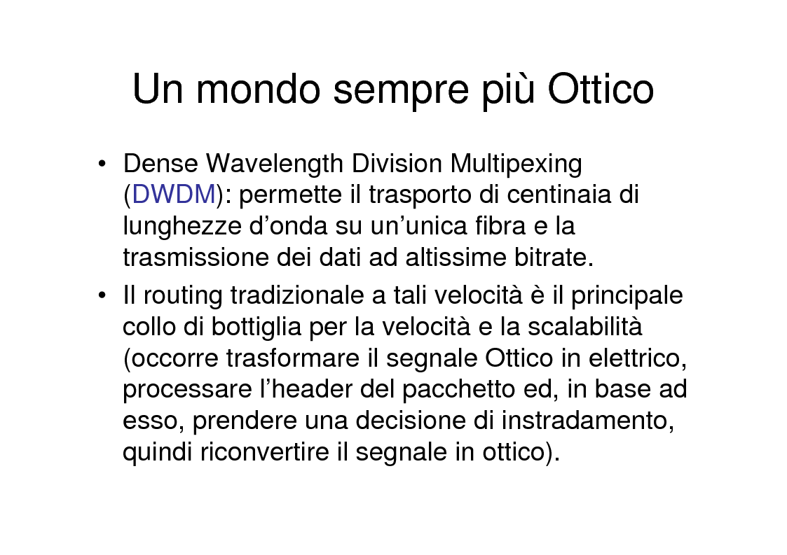 Anteprima della tesi: Utilizzo delle tecniche GMPLS per il trasporto di IP su DWDM, Pagina 2
