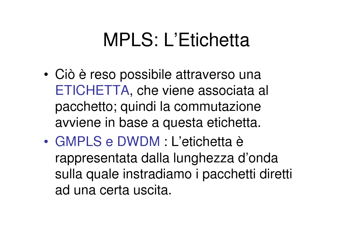 Anteprima della tesi: Utilizzo delle tecniche GMPLS per il trasporto di IP su DWDM, Pagina 4