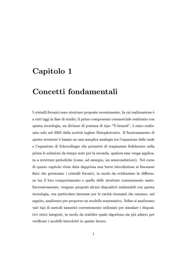 Anteprima della tesi: Approccio circuitale al dimensionamento di cavità Fabry-Perot in cristalli fotonici, Pagina 4