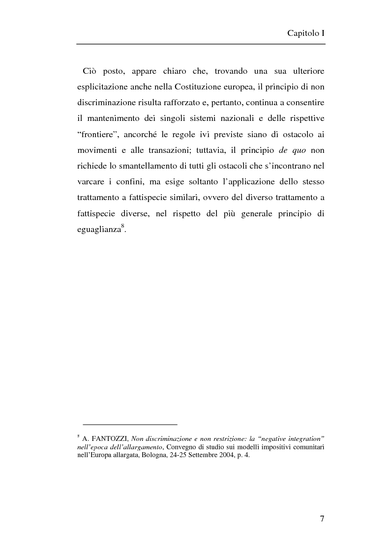 Anteprima della tesi: Il principio di non discriminazione nel diritto tributario secondo la giurisprudenza della Corte di giustizia C.E.E., Pagina 10