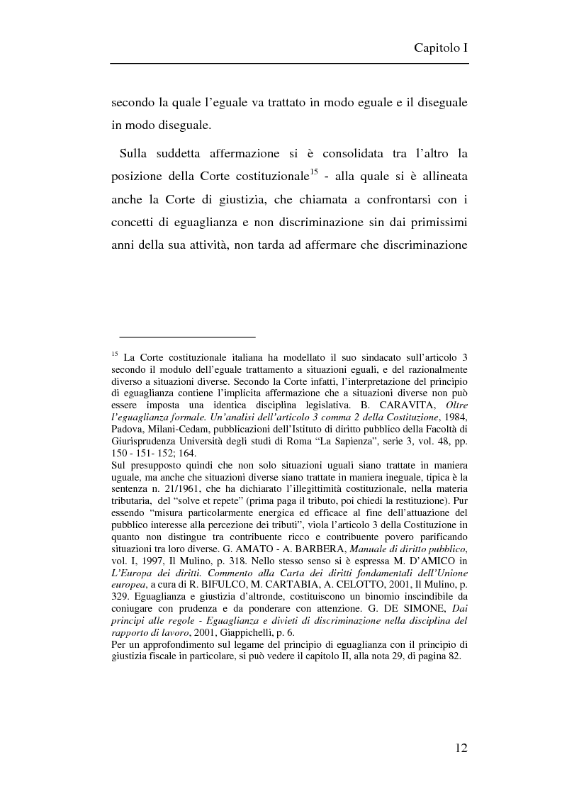 Anteprima della tesi: Il principio di non discriminazione nel diritto tributario secondo la giurisprudenza della Corte di giustizia C.E.E., Pagina 15