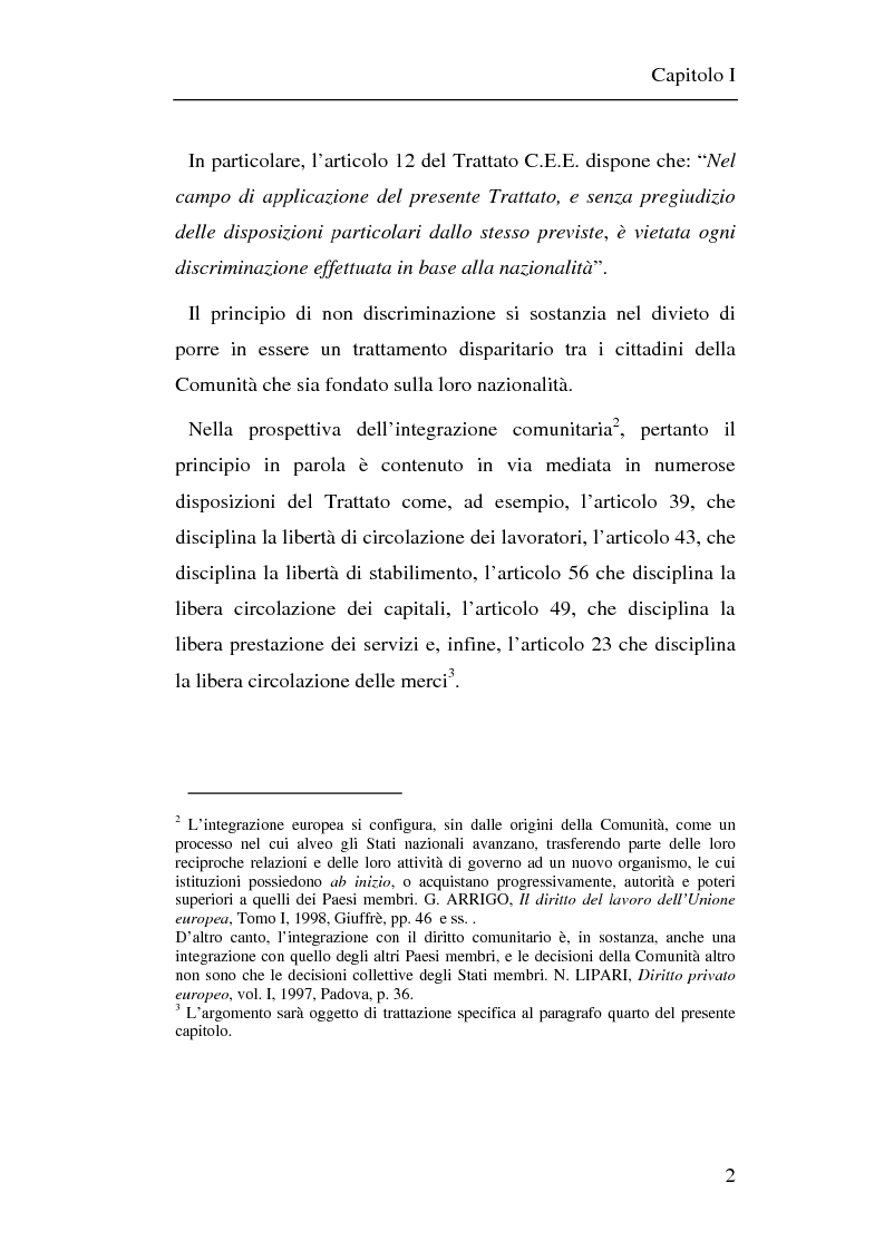 Anteprima della tesi: Il principio di non discriminazione nel diritto tributario secondo la giurisprudenza della Corte di giustizia C.E.E., Pagina 5
