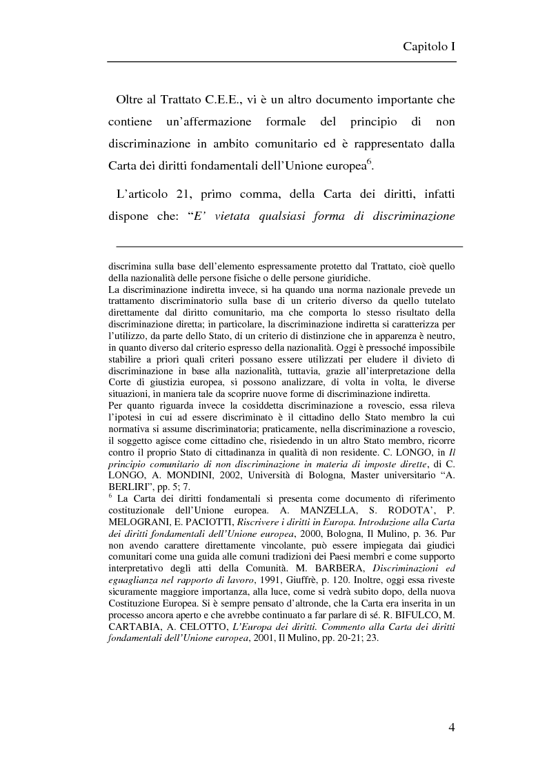 Anteprima della tesi: Il principio di non discriminazione nel diritto tributario secondo la giurisprudenza della Corte di giustizia C.E.E., Pagina 7