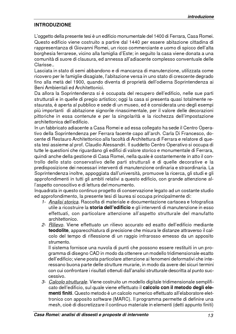 Anteprima della tesi: Casa Romei: analisi di dissesti e proposte di intervento, Pagina 2