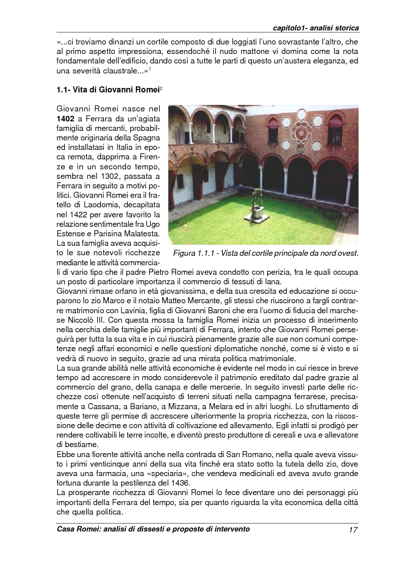 Anteprima della tesi: Casa Romei: analisi di dissesti e proposte di intervento, Pagina 6