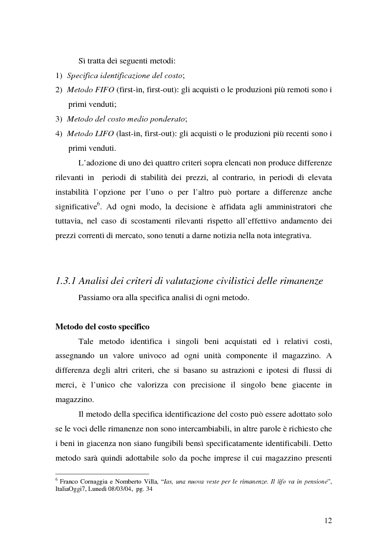 Anteprima della tesi: La valutazione delle rimanenze: principi contabili nazionali e internazionali, Pagina 15