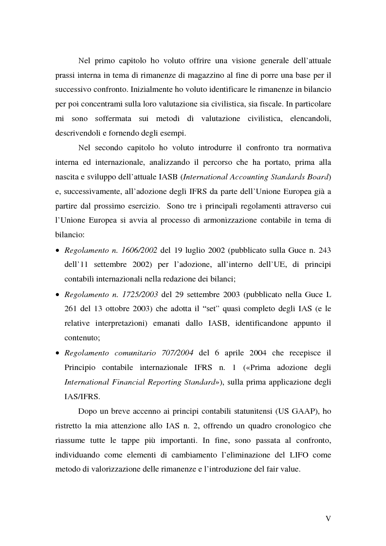 Anteprima della tesi: La valutazione delle rimanenze: principi contabili nazionali e internazionali, Pagina 2