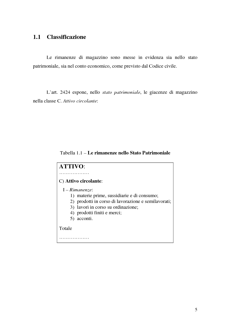 Anteprima della tesi: La valutazione delle rimanenze: principi contabili nazionali e internazionali, Pagina 8