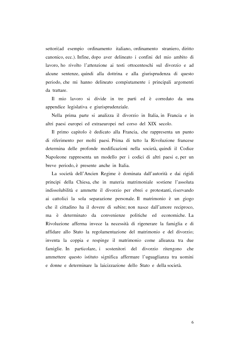 Anteprima della tesi: Il divorzio in Italia. I giuristi, la società e il dibattito politico nel XIX secolo, Pagina 3