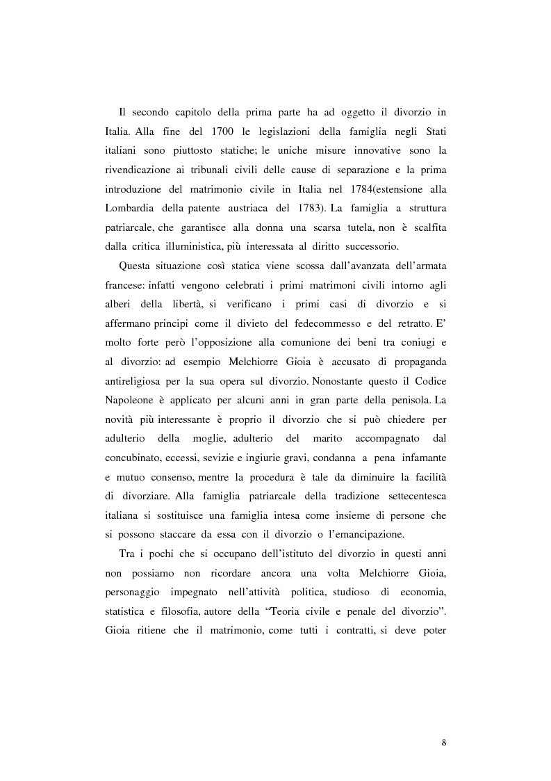 Anteprima della tesi: Il divorzio in Italia. I giuristi, la società e il dibattito politico nel XIX secolo, Pagina 5