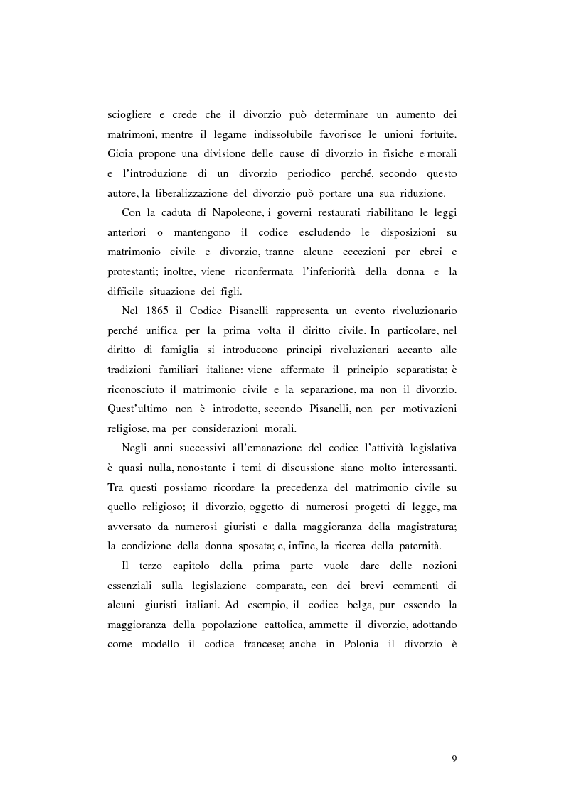 Anteprima della tesi: Il divorzio in Italia. I giuristi, la società e il dibattito politico nel XIX secolo, Pagina 6