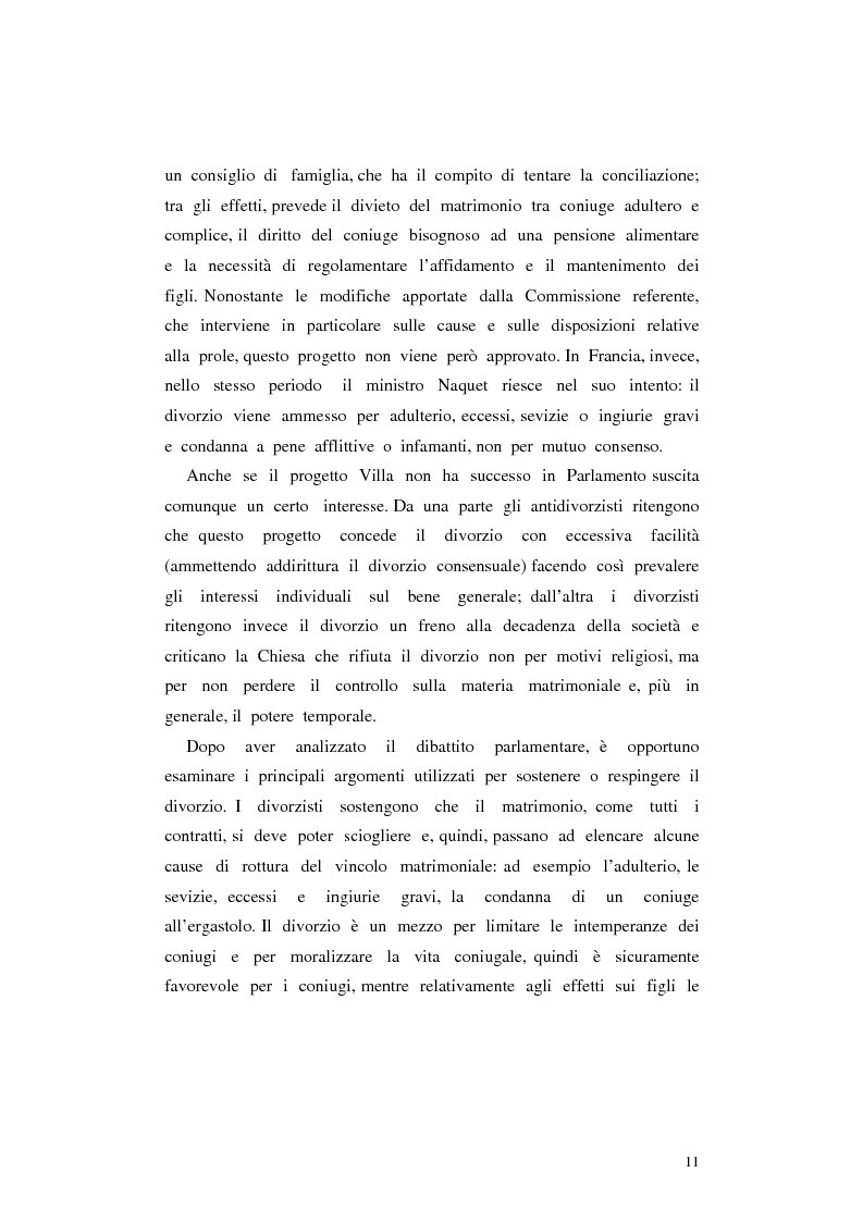 Anteprima della tesi: Il divorzio in Italia. I giuristi, la società e il dibattito politico nel XIX secolo, Pagina 8
