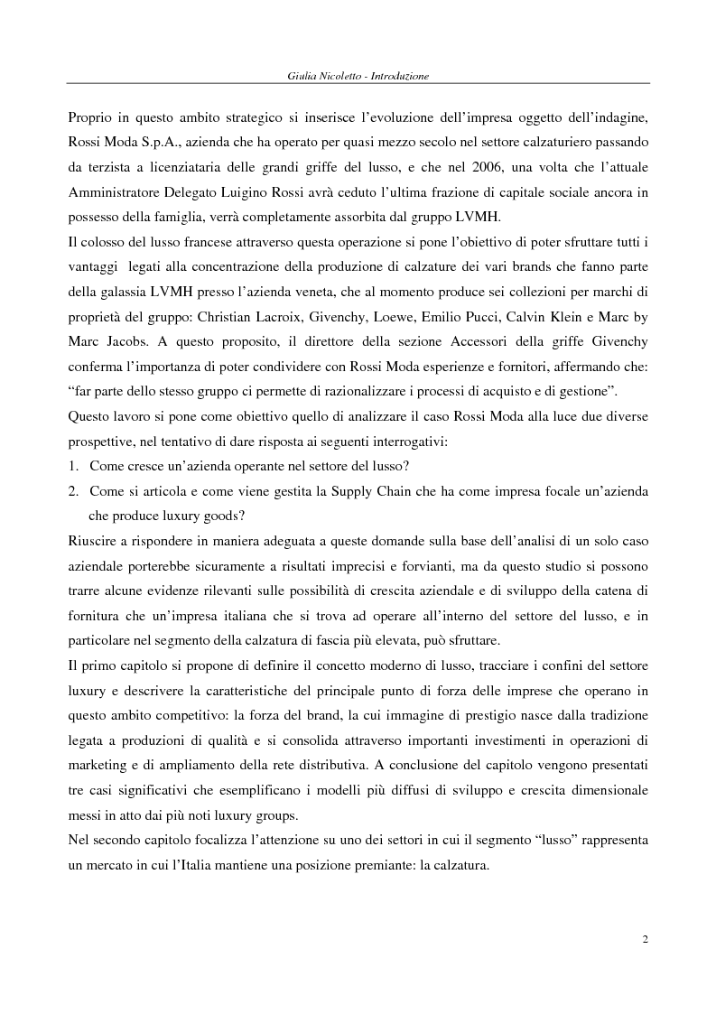 Anteprima della tesi: Crescere e creare valore nel settore del lusso: il caso Rossi Moda, Pagina 2