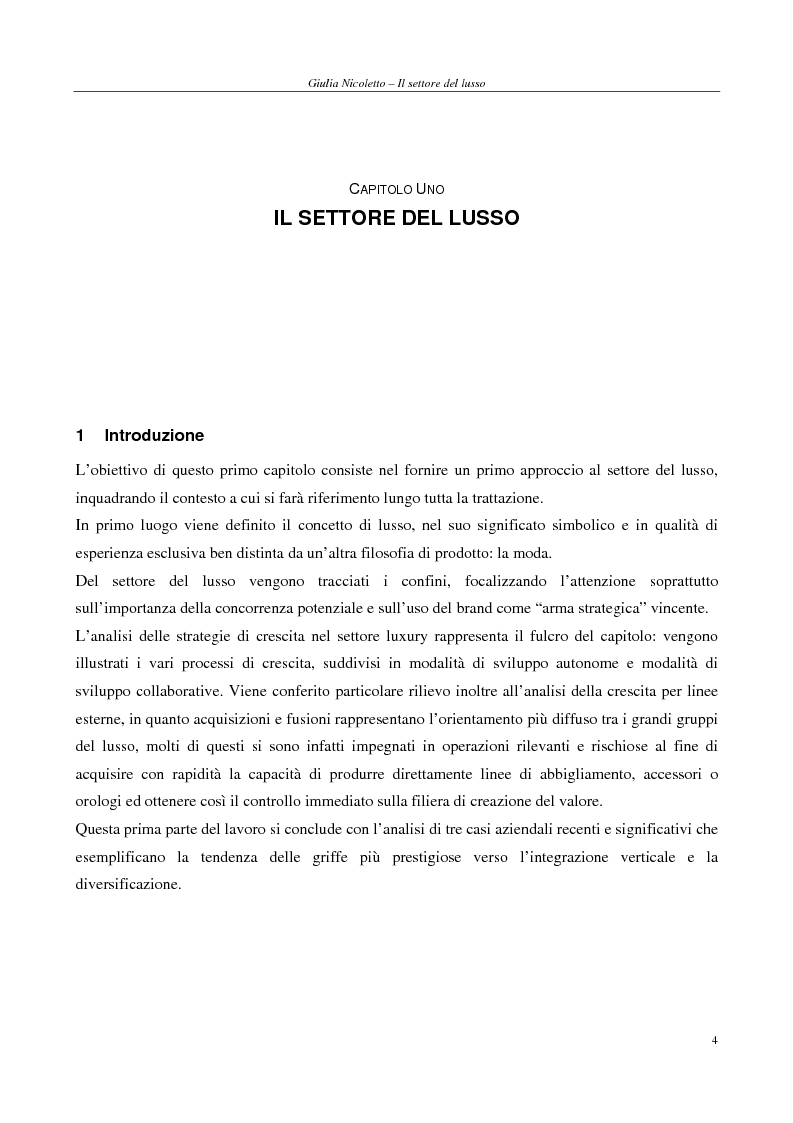 Anteprima della tesi: Crescere e creare valore nel settore del lusso: il caso Rossi Moda, Pagina 4