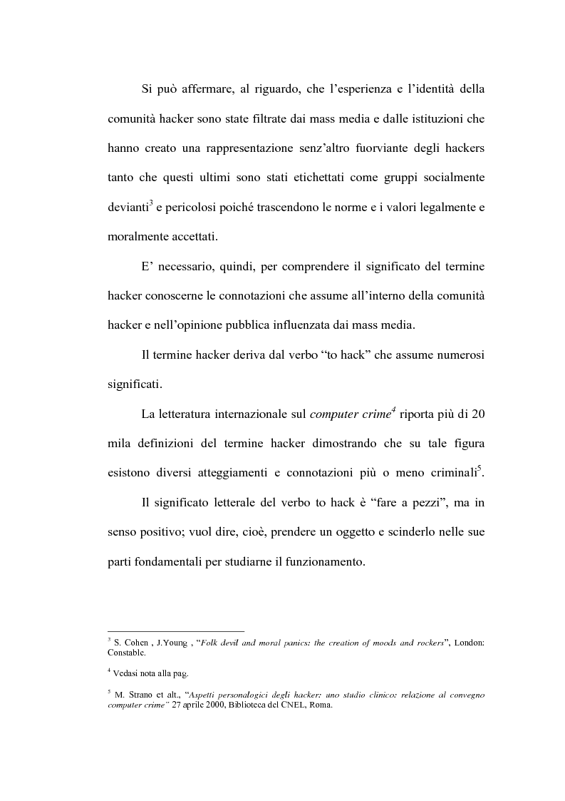 Anteprima della tesi: Le nuove forme di devianza nella società del benessere: il fenomeno dell'hacking, Pagina 2