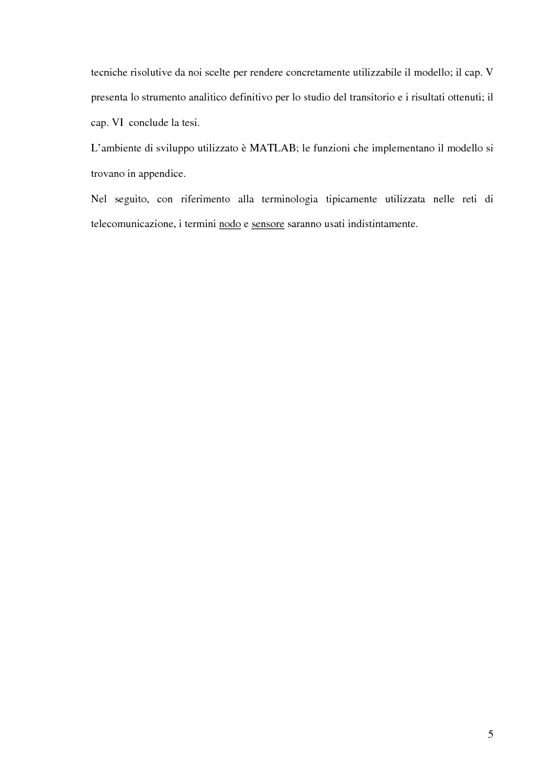 Anteprima della tesi: Un modello markoviano per lo studio dell'evoluzione in transitorio di una rete di sensori, Pagina 5