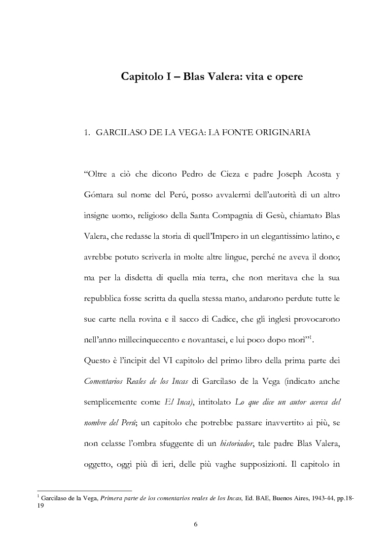 Anteprima della tesi: Nuove fonti storiche del Tahuantinsuyu: il gesuita Blas Valera, Pagina 6
