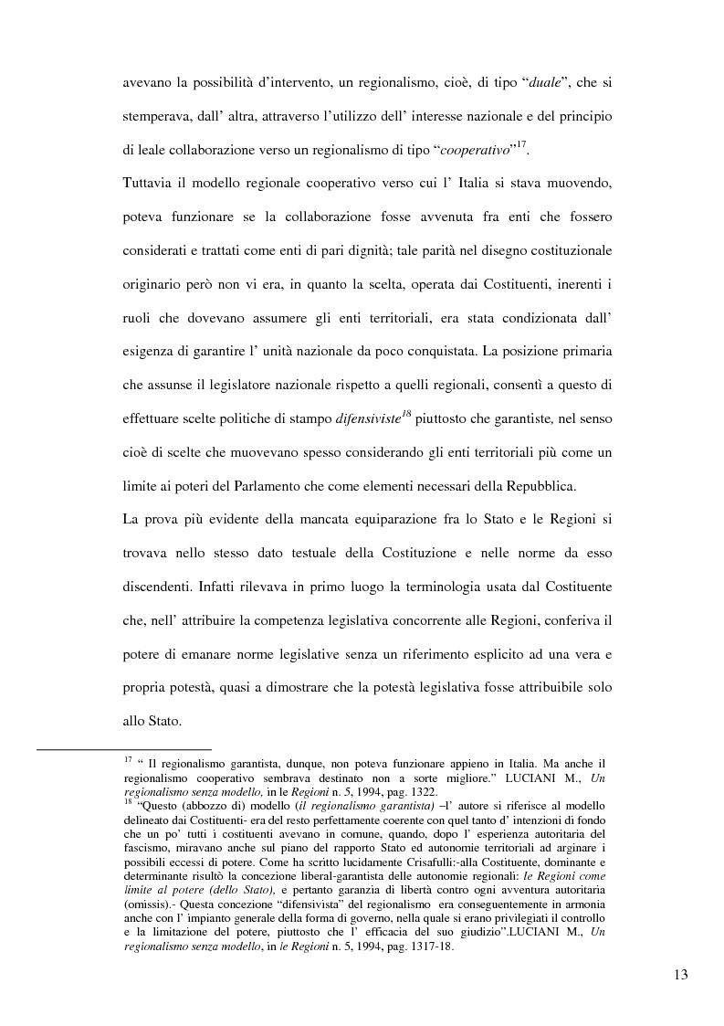 Anteprima della tesi: Il nuovo riparto delle competenze legislative tra lo Stato e le Regioni e l'interesse nazionale, Pagina 10