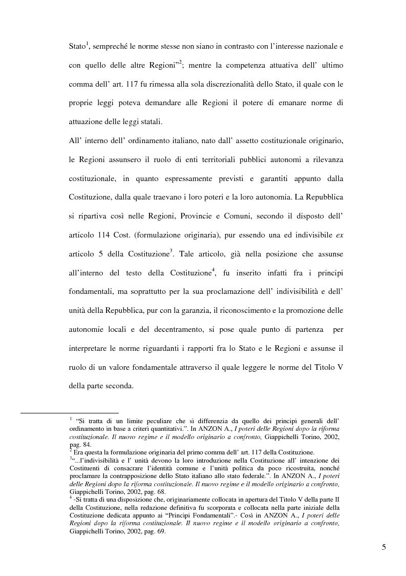 Anteprima della tesi: Il nuovo riparto delle competenze legislative tra lo Stato e le Regioni e l'interesse nazionale, Pagina 2
