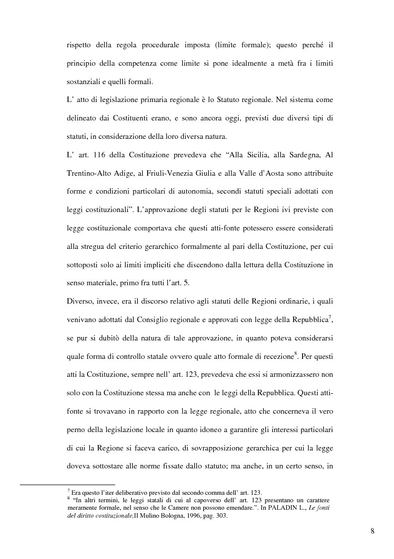 Anteprima della tesi: Il nuovo riparto delle competenze legislative tra lo Stato e le Regioni e l'interesse nazionale, Pagina 5