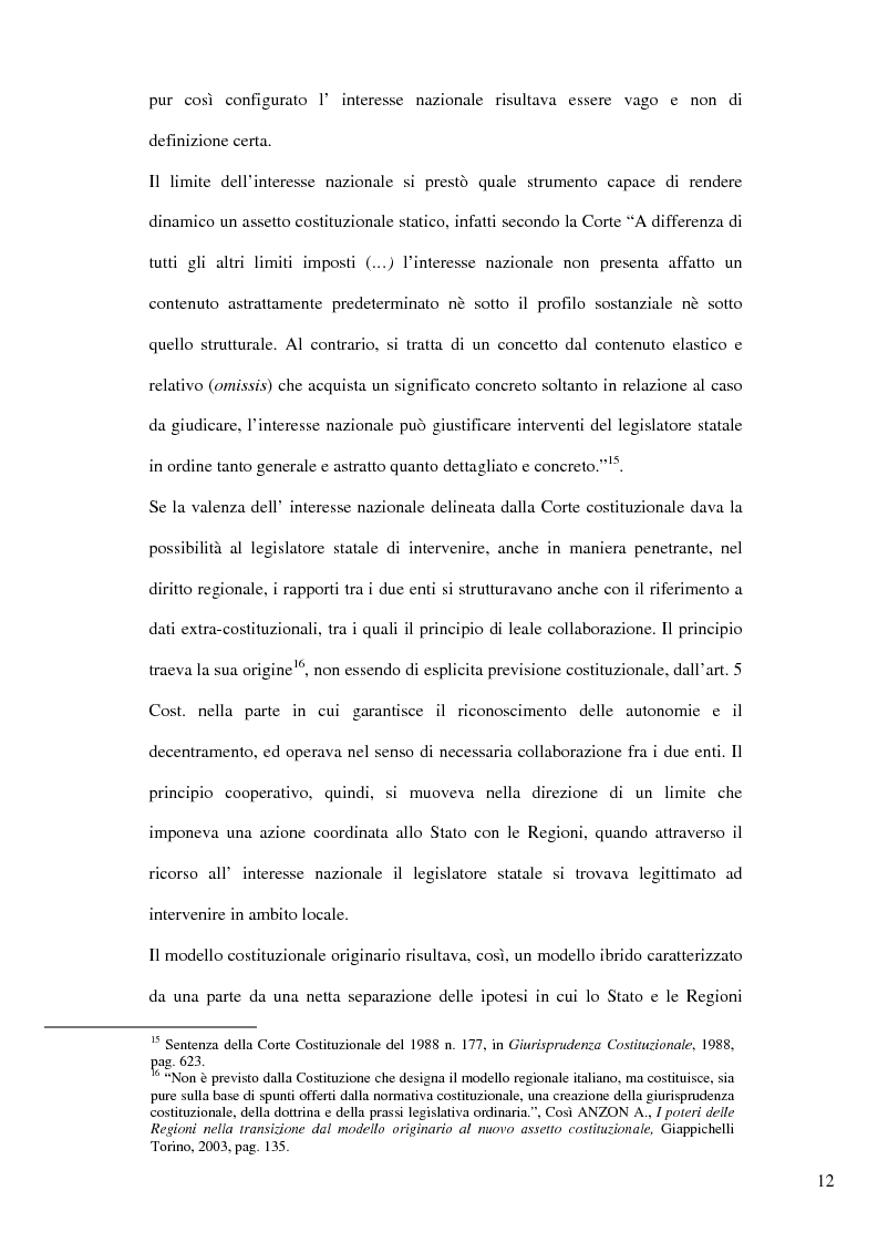 Anteprima della tesi: Il nuovo riparto delle competenze legislative tra lo Stato e le Regioni e l'interesse nazionale, Pagina 9