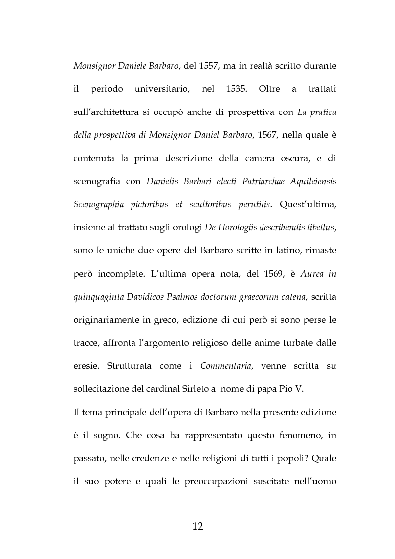 Anteprima della tesi: La "Predica de i sogni" di Daniele Barbaro. Edizione e commento, Pagina 9