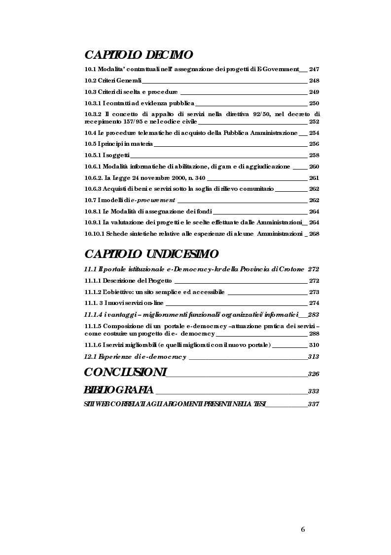 Indice della tesi: E-government e Società dell'informazione, Pagina 5