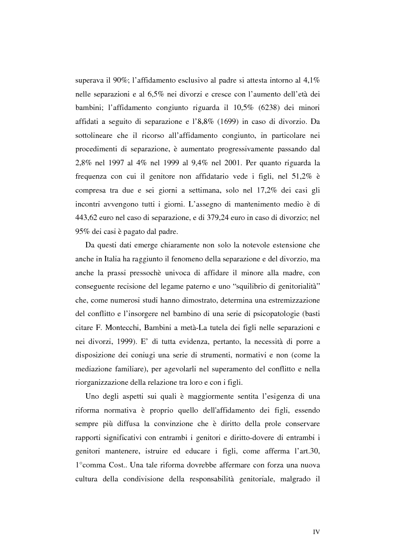 Anteprima della tesi: Le categorie di affidamento dei figli nella legislazione vigente e negli attuali progetti di riforma. Il diritto del minore alla bigenitorialità, Pagina 2