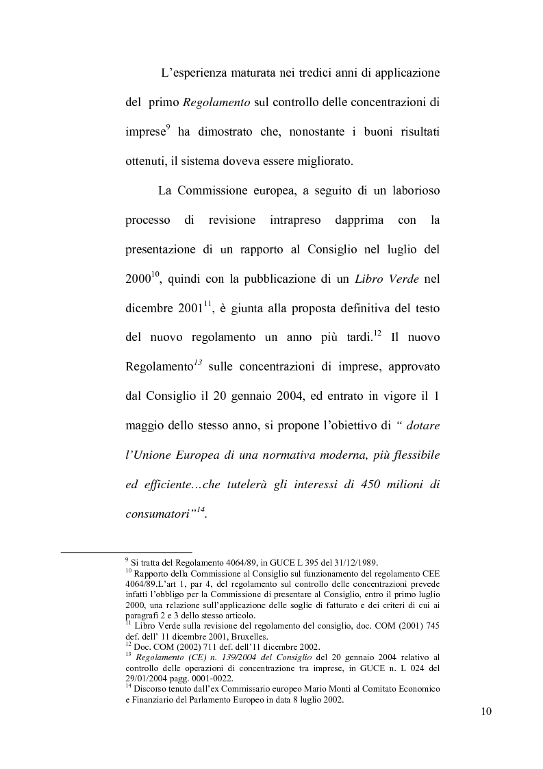 Anteprima della tesi: Le concentrazioni tra imprese nel diritto comunitario della concorrenza, Pagina 5