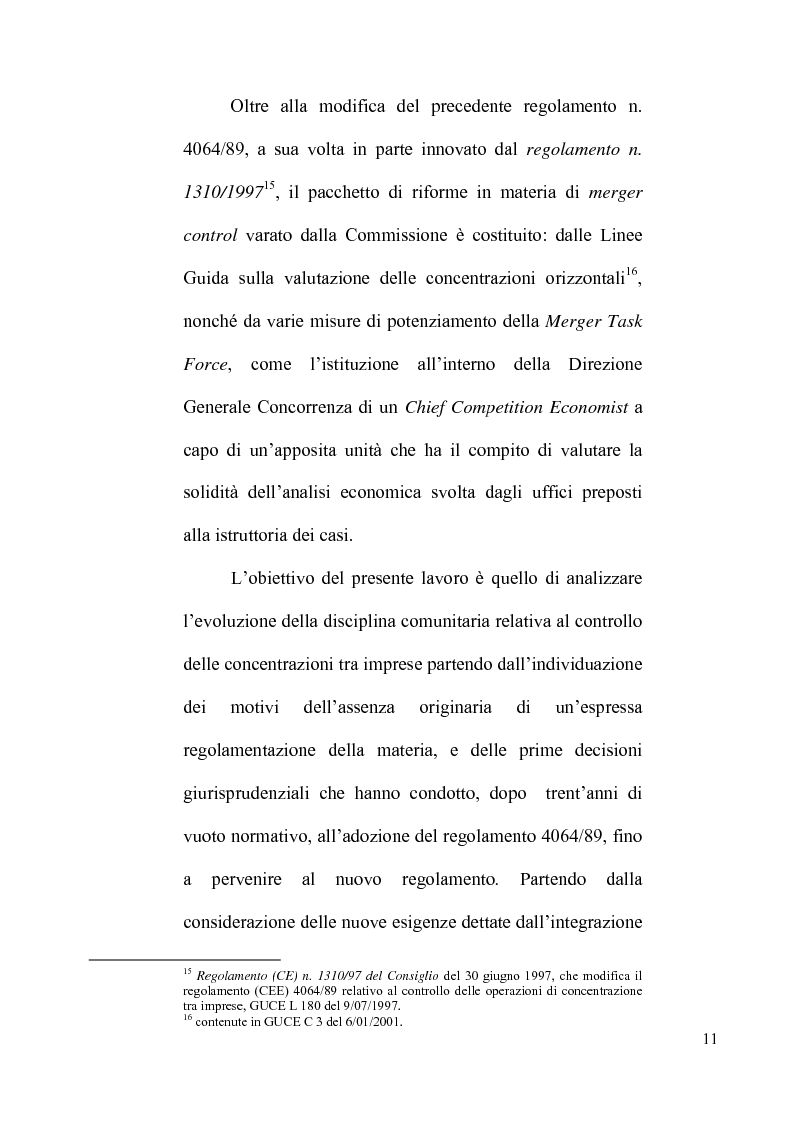Anteprima della tesi: Le concentrazioni tra imprese nel diritto comunitario della concorrenza, Pagina 6