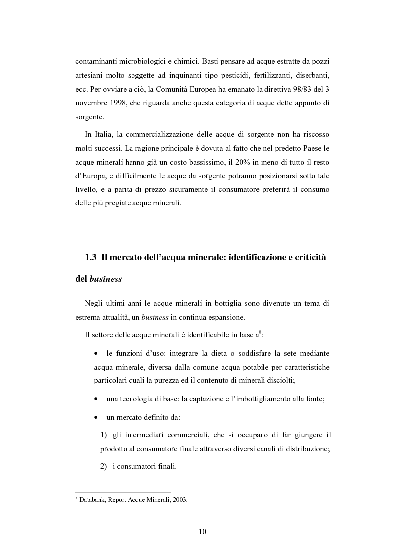Anteprima della tesi: L'analisi patrimoniale, economica e finanziaria di un'azienda operante nel settore delle acque minerali: il caso Italaquae S.p.A., Pagina 10